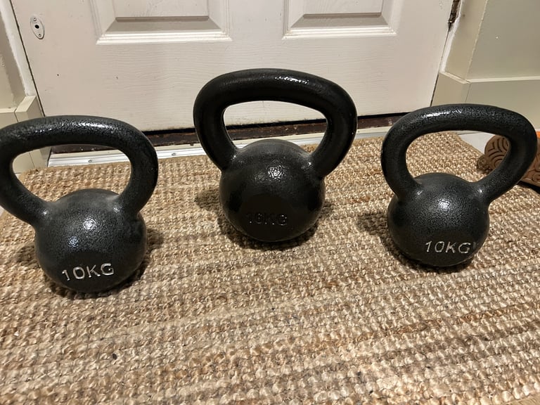 2x10kg + 1x16kg cast iron kettlebells