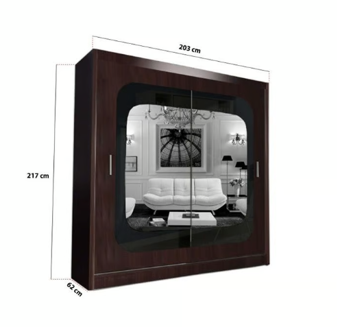 Brand New - Chelsea Mirror Sliding Door Wardrobe - Wenge- SAME/NEXT DAY DELIVERY