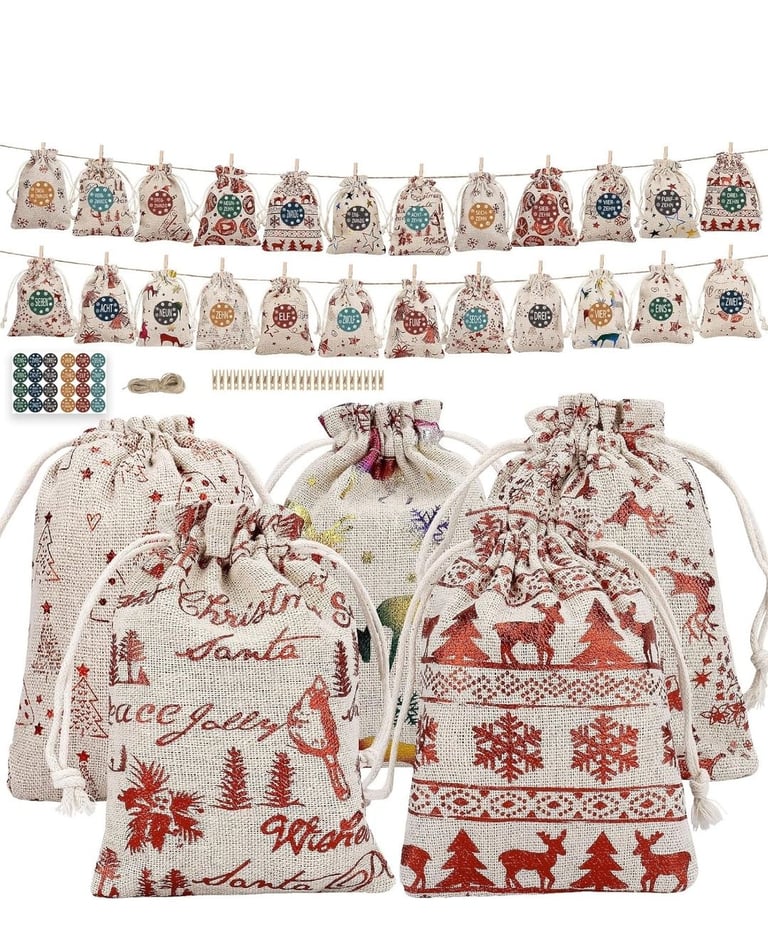 image for Make Your Own Advent Calendar 24pcs Fill Your Own Advent Calendar Bags Diy Advent Calendar