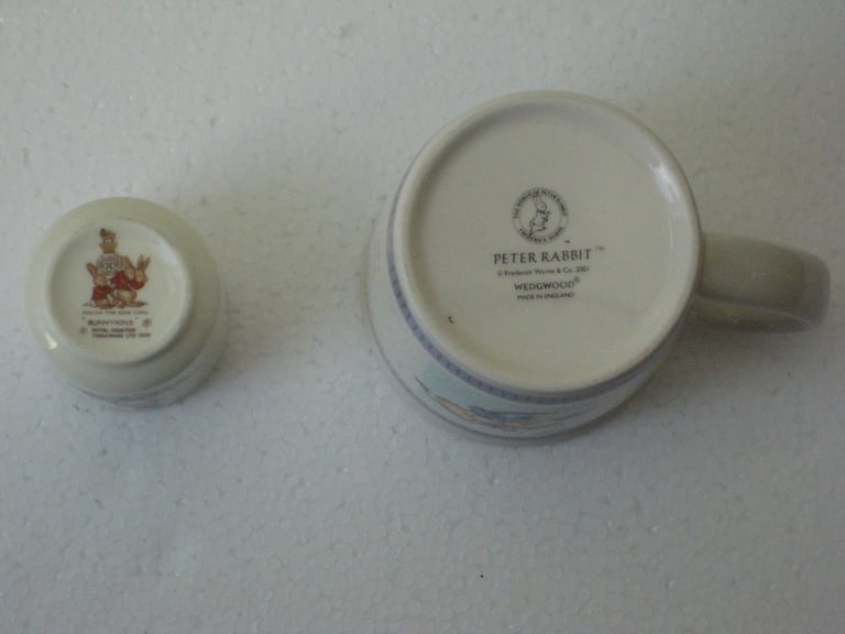 Peter Rabbit Wedgwood Mug for £7.00; Peter Rabbit Royal Doulton Egg Cup for £5.00