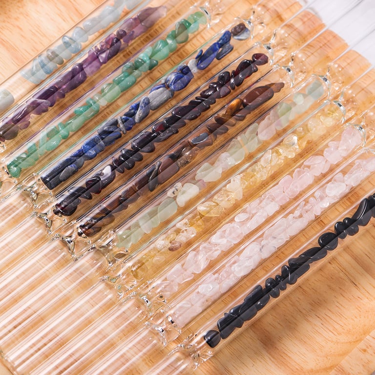 Glass Straws Natural Crystal Stones Luxury 10 Pieces Set