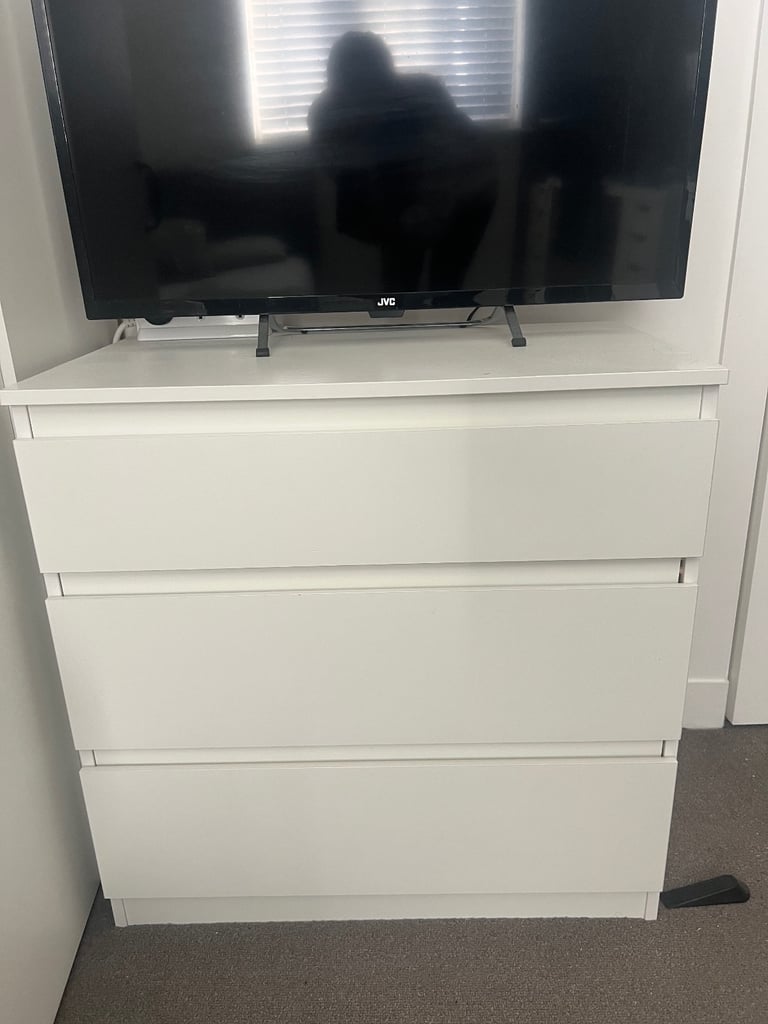 image for Used MALM Chest of 3 drawers, white, 80x78 cm