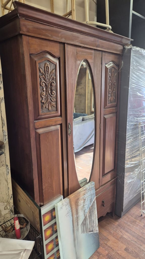 image for Stunning solid  wood triple wardrobe with drawers and mirror 