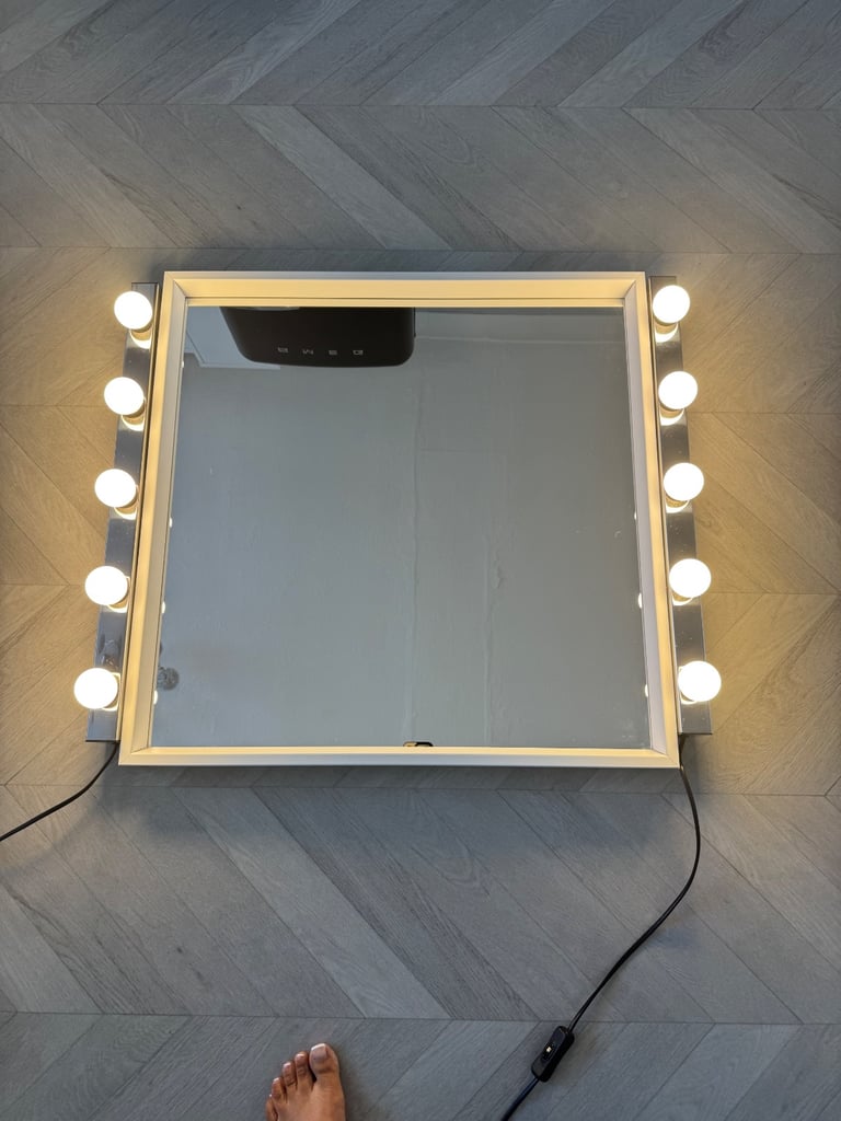 IKEA mirror and Hollywood lights 