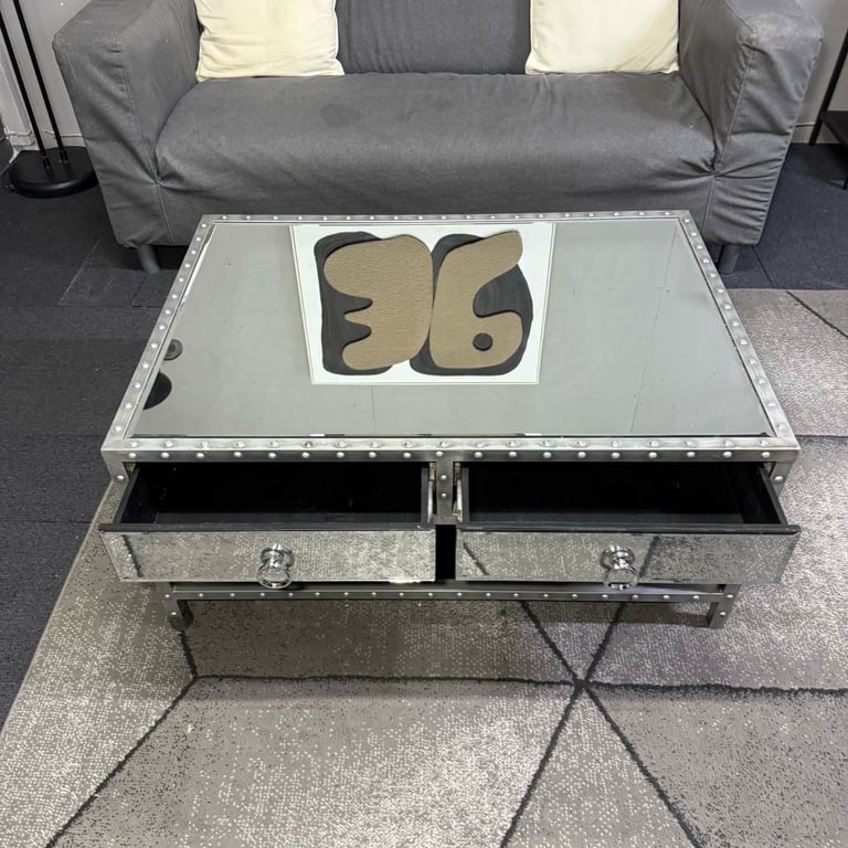 FREE DELIVERY Mirrored Coffee Table with 2 drawers, in good condition.