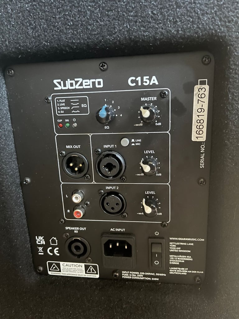SubZero C15A PA monitor speaker