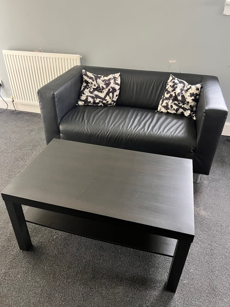 IKEA Klippan 2-Seater Sofa + Black Coffee Table