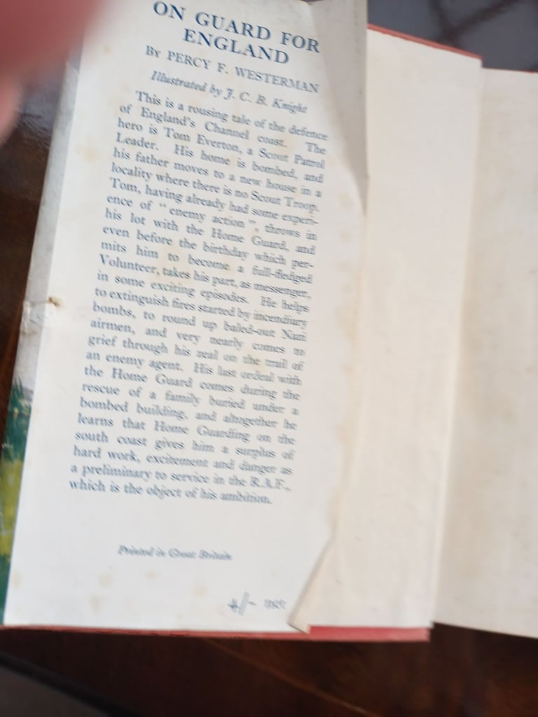 On Guard for England by Percy F Westerman Hardback with dustjacket