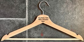 Personalised Custom Engraved Wooden Clothes Hangers - Any Name, Date or Text