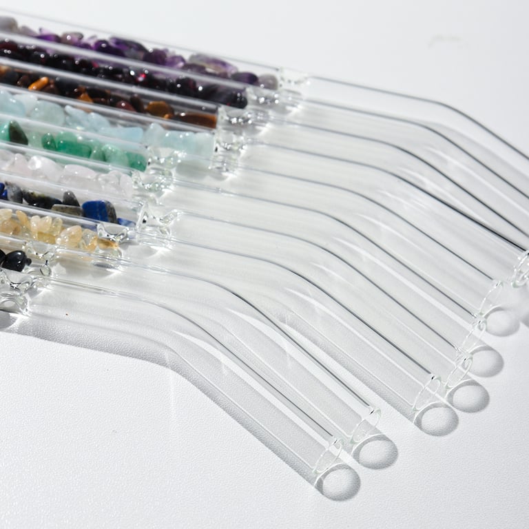 Glass Straws Natural Crystal Stones Luxury 10 Pieces Set