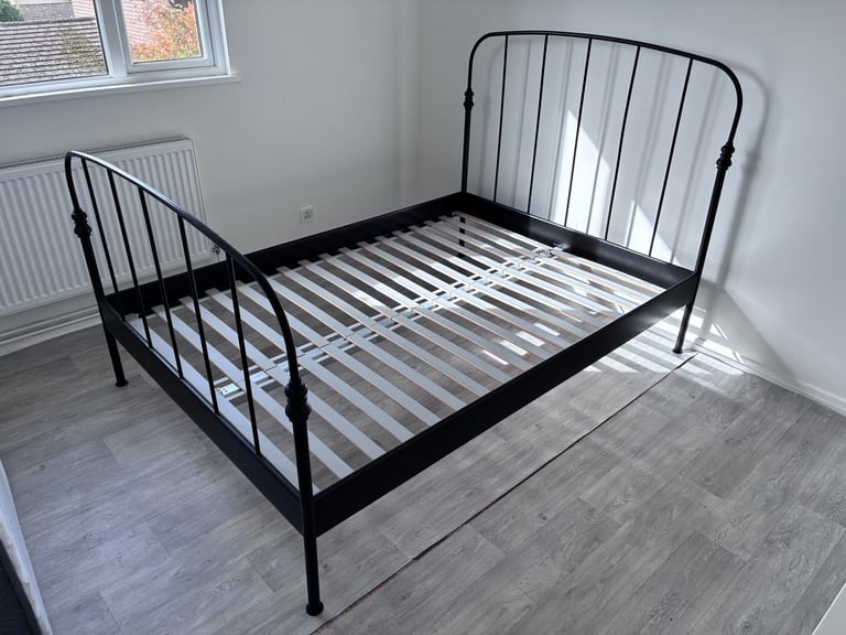 IKEA European Double Bed Frame – Black Metal