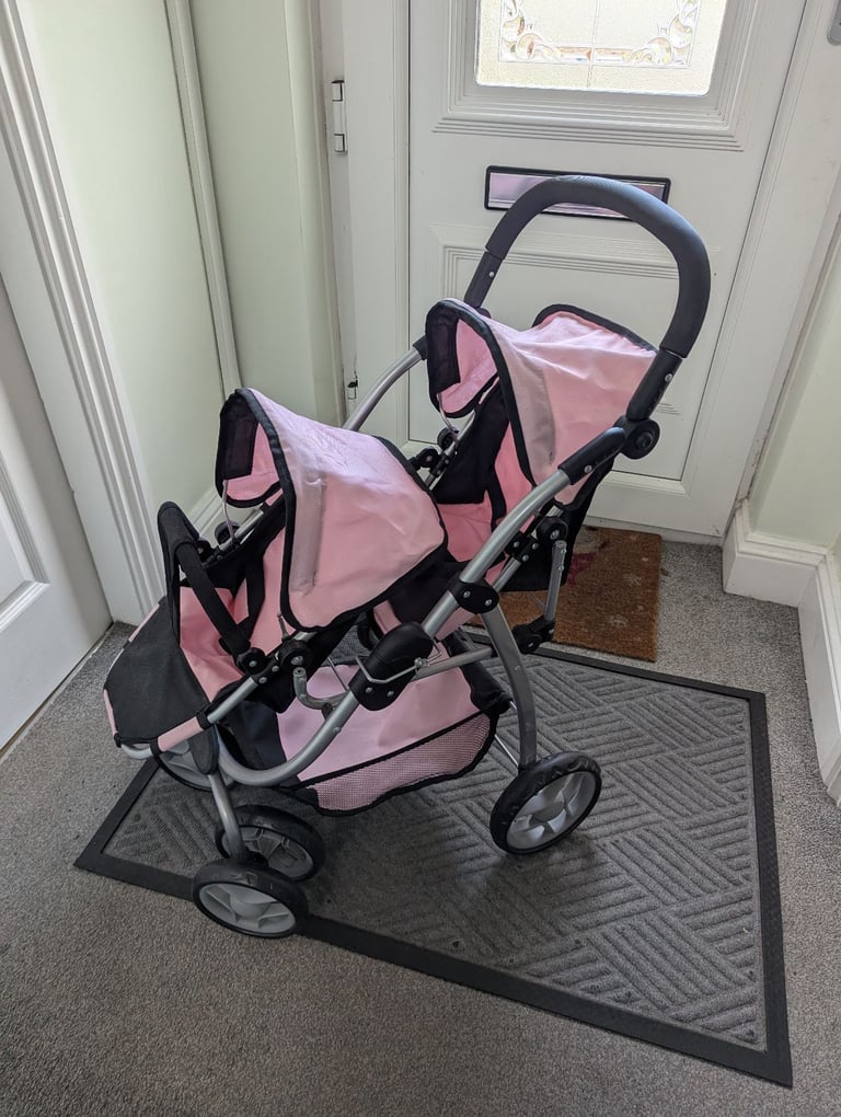 Dolls highchair bunk beds and dolls double buggy 