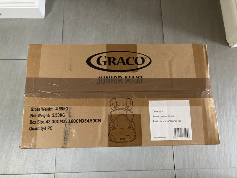 Graco Junior Maxi Lightweight High back Booster Seat, Group 2/3 Rare Chili Color