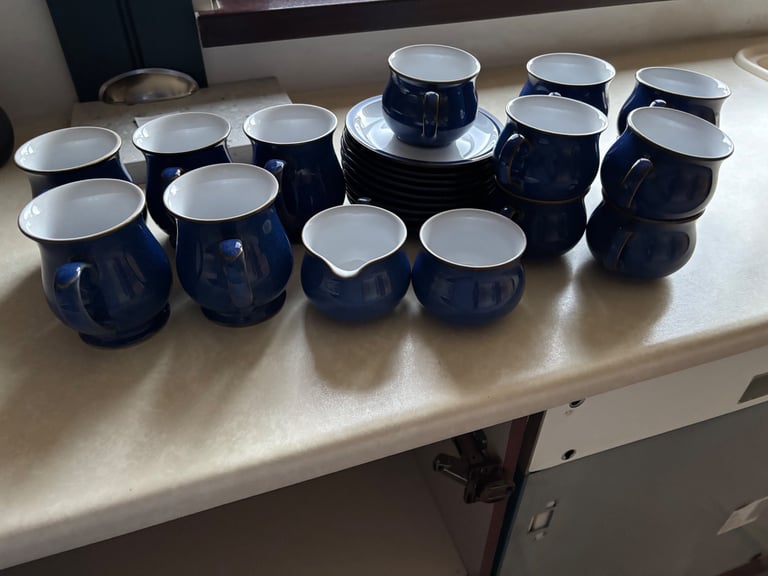 image for DENBY IMPERIAL BLUE CUPS AND SAUCERS