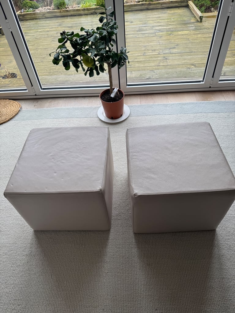 Leather cube stools 