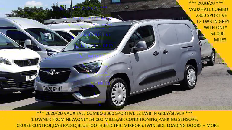 2020 Vauxhall Combo 2300 SPORTIVE L2 LWB IN GREY/SILVER WITH ONLY 54.000 MILES,AIR CONDITIONING P...