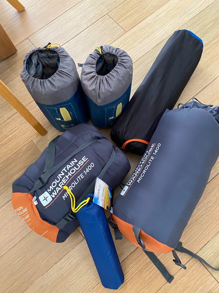 Camping gear, sleeping bags and Mats