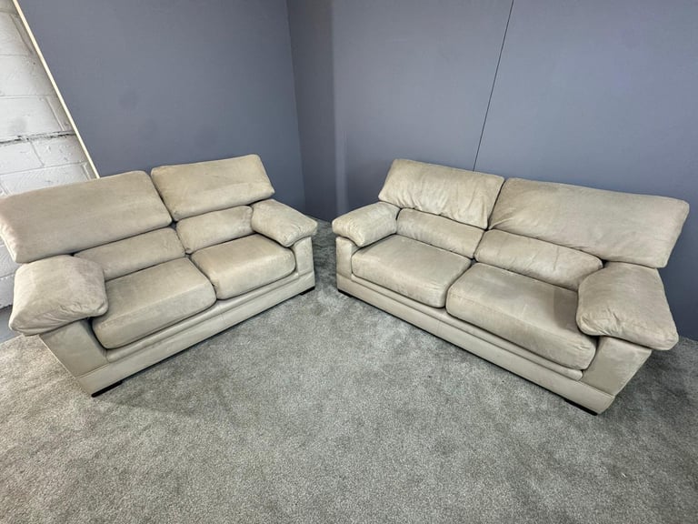 Beige suede 3 & 2 seater  sofa set DELIVERY AVAILABLE 