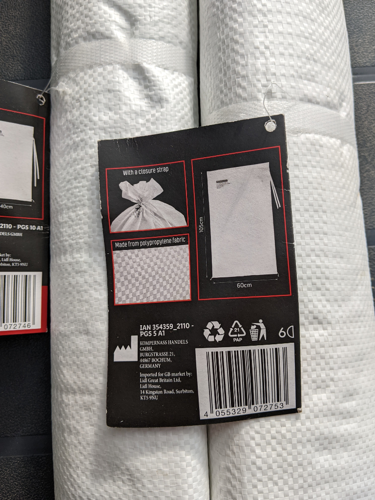 SANDBAGS-FLOOD BAGS, 2 DIFFERENT SIZES ALL NEW UNUSED.