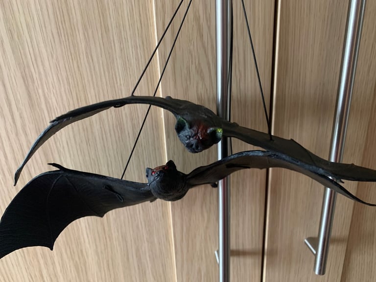 image for 2 Hanging rubber toy bats 