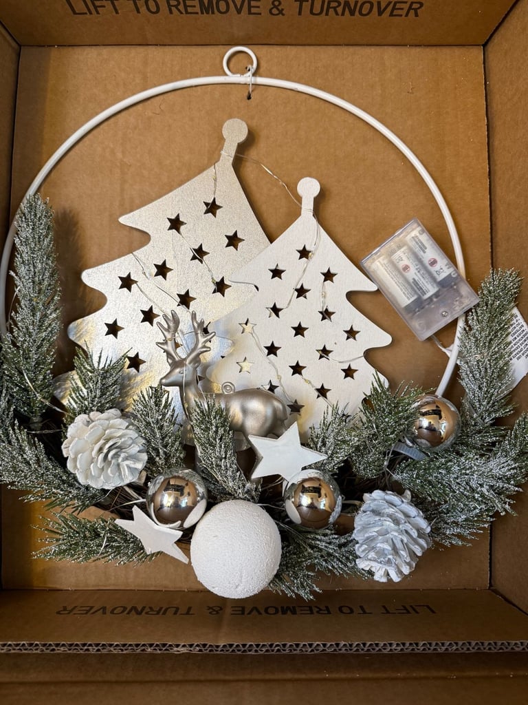 Indoor Deer And Tree Scene Christmas Wreath