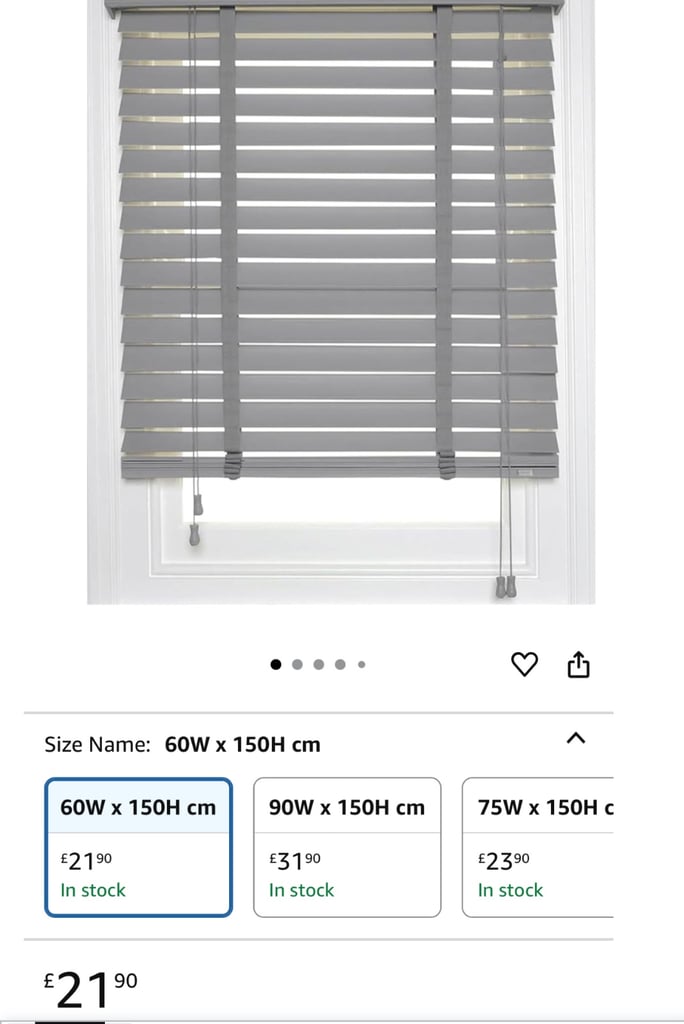 Bundle Wooden Venetian Blinds, Grey-2 x Brand New & 3 x Like New