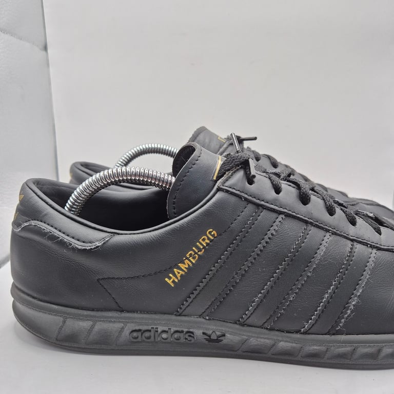 Adidas Hamburg Originals Black Leather Men's UK 9 Striped Casual Terraces