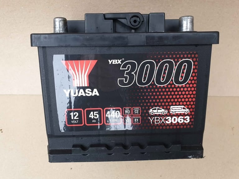 12V CAR BATTERY. YUASA YBX3063. TYPE 063