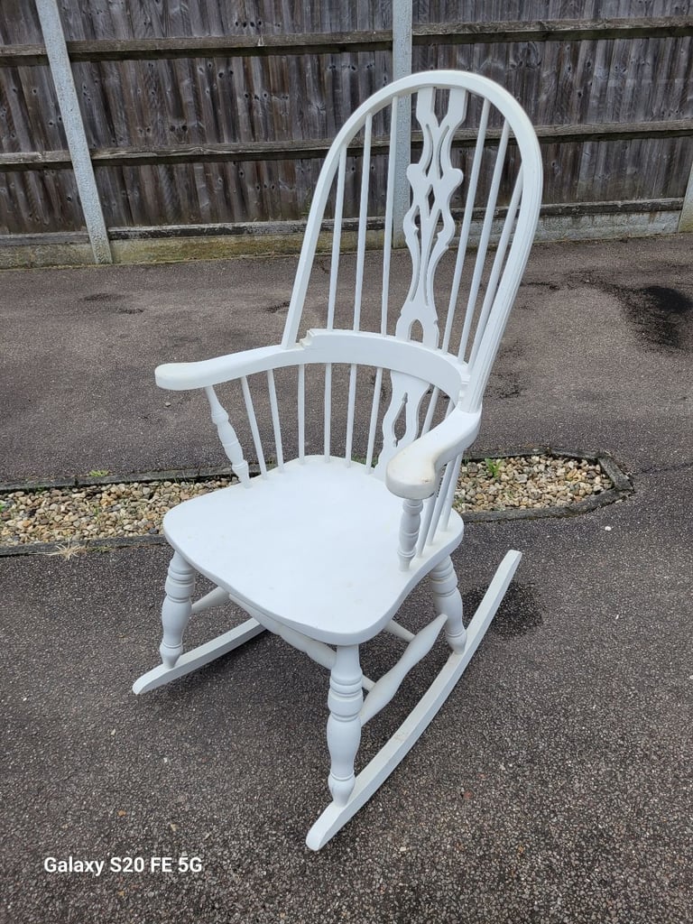 image for White painted wooden rocking chair, ideal for a nursery, delivery available 