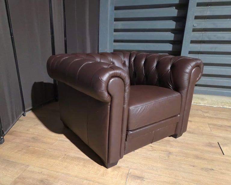image for Unused Chesterfield Leather Armchair - Walnut.