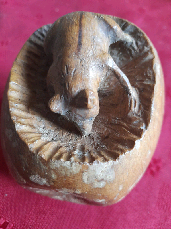 Wooden Mouse with Apple Carving