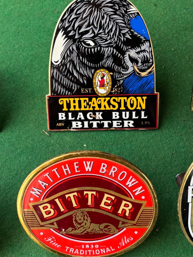 6 brass beer pump badges £40 the lot 