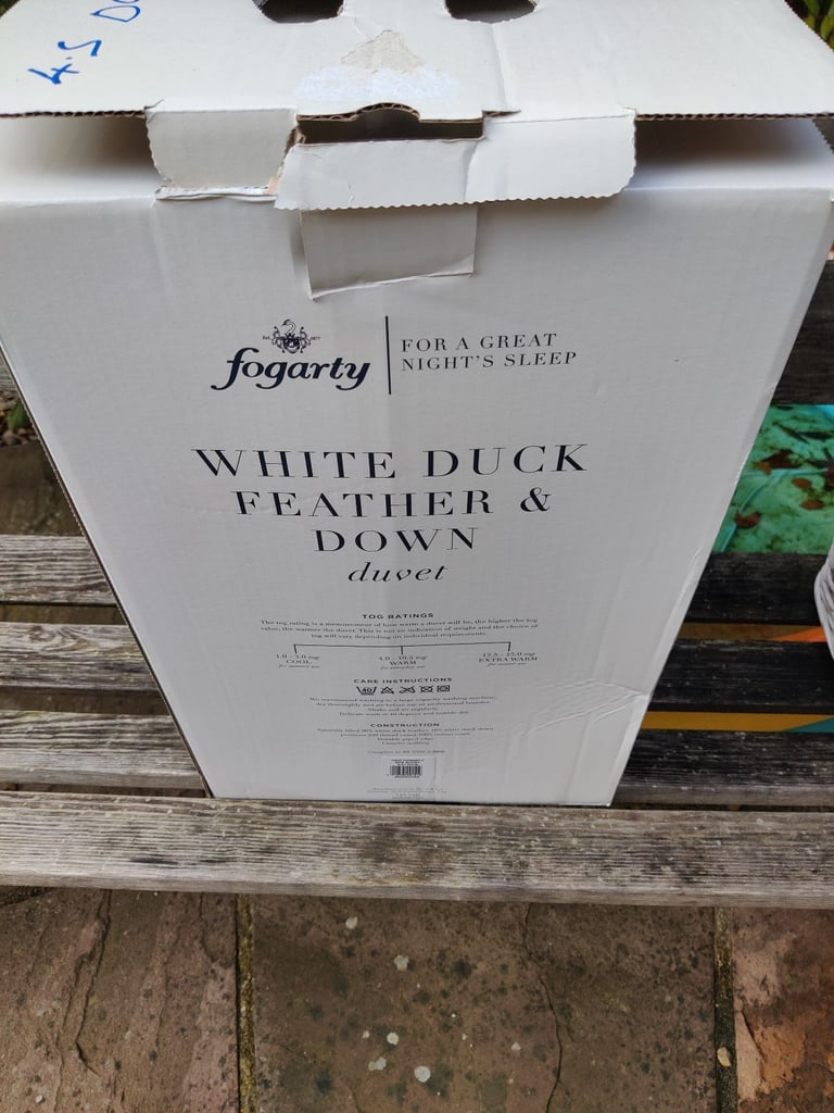 image for Fogarty white duck and feather down duvet, double 4.5 tog 100% UNUSED, FREE