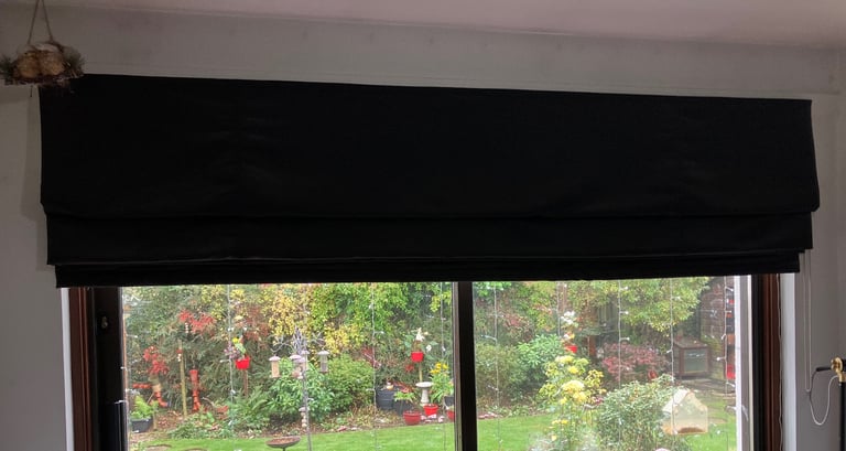 Lovely Black Roman Blinds with side track - large size (240cm x 210cm drop) Cost over £200