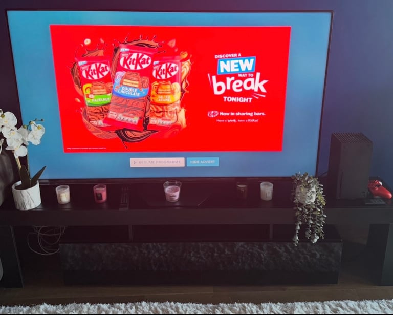 image for Was £219 now £80 High gloss black tv unit with led lights 