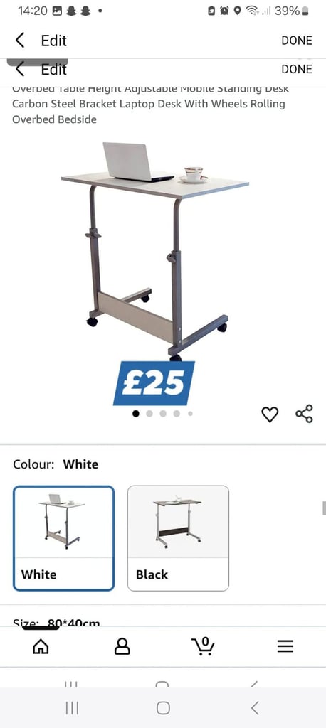 new height adjusTable desk £25