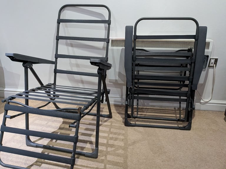 Pair of 2-in-1 Garden Reclining Sun Lounger Chairs foldable