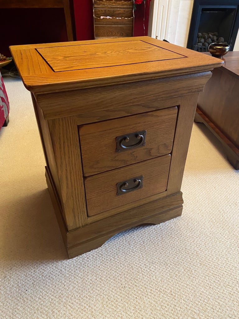Oak furniture land French farmhouse 2 drawer bedside cabinet