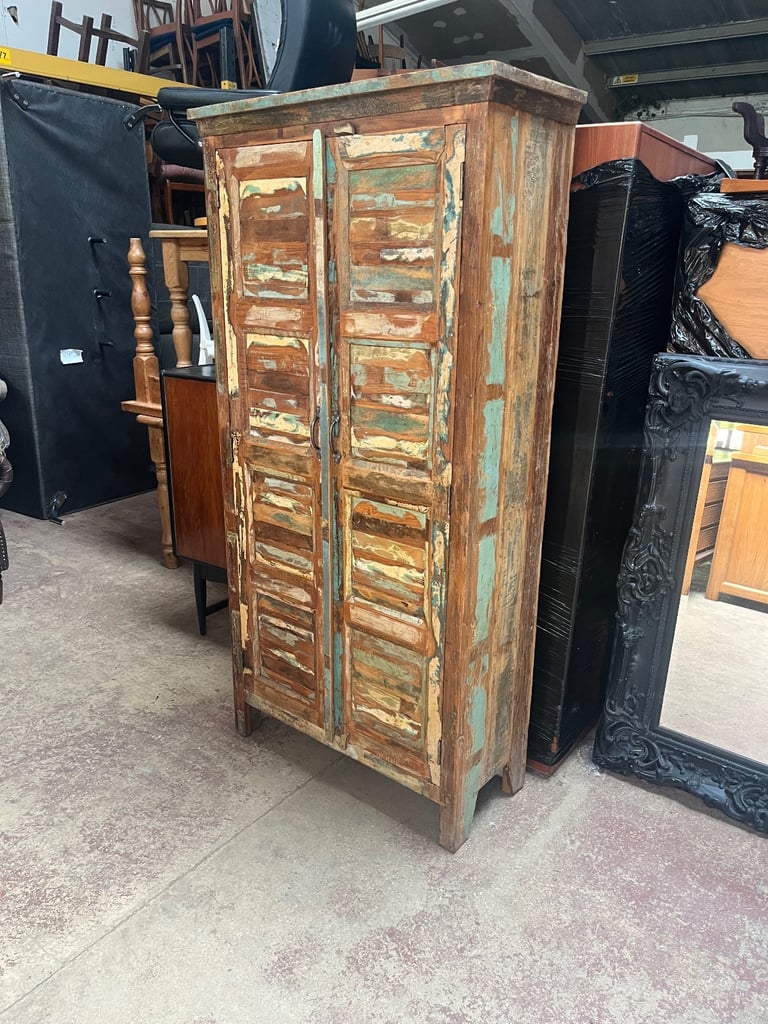 image for RECLAIMED INDIAN BOAT WOOD STORAGE CUPBOARD GREAT CONDITION ,FREE LOCAL DELIVERY