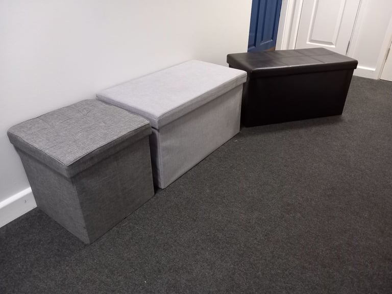 image for 3 x Foldaway Padded Ottoman Storage
