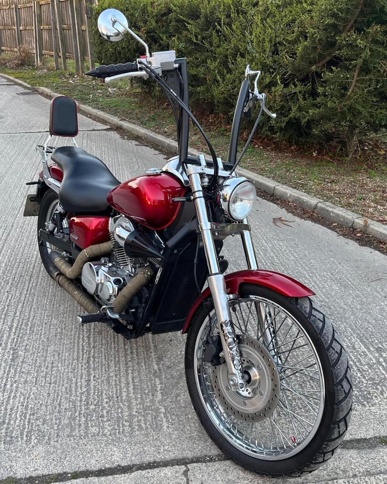 2007 07 HONDA VT 750 C2-7 SHADOW RED MINT 9k MILES CUSTOM CRUISER TALL BARS