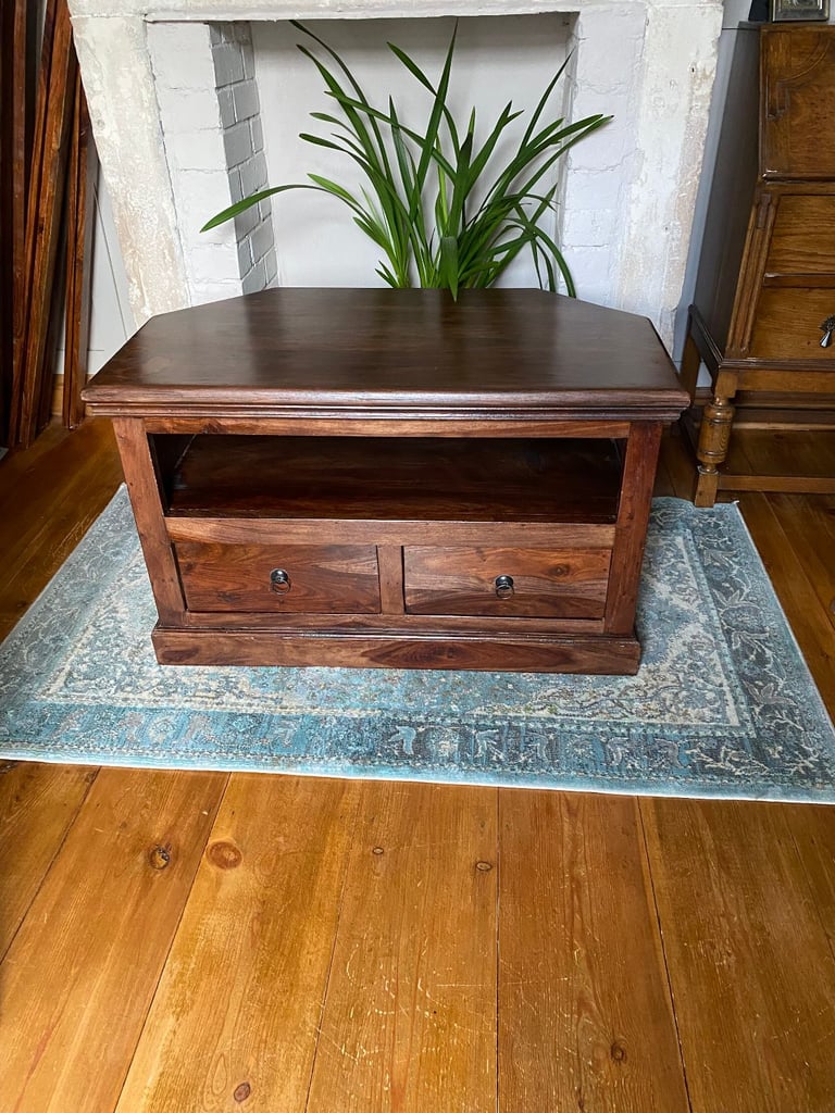 image for Solid Sheesham wood TV Corner unit