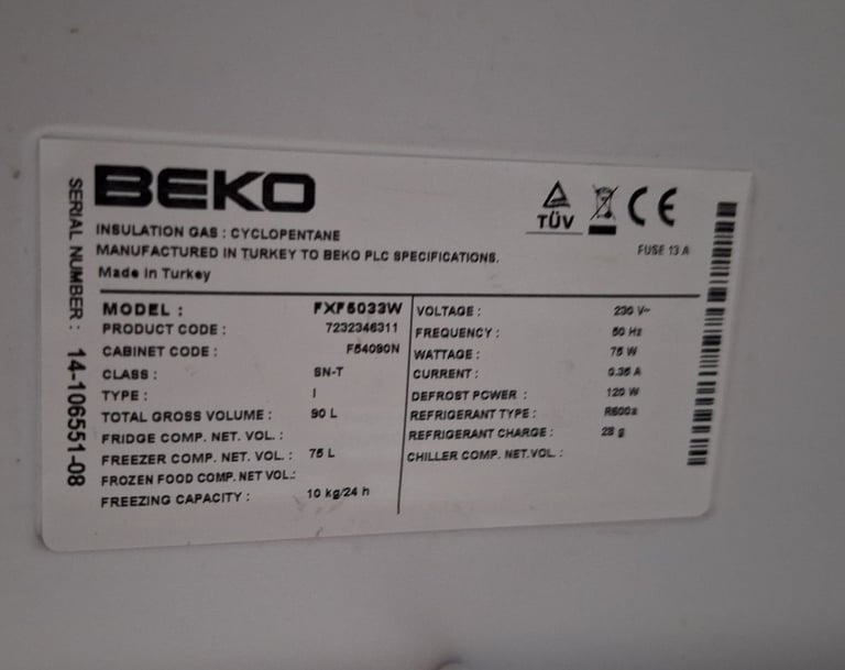 Beko frost-free freezer under counter in very good condition 