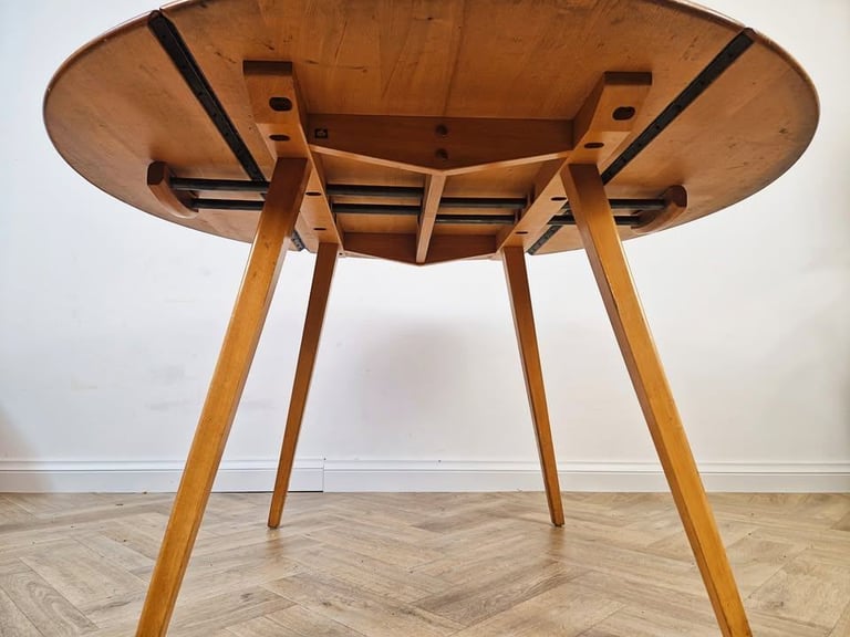 Ercol Windsor Solid Elm Vintage Mid Century Drop Leaf Danish Design Dining Table BL490B