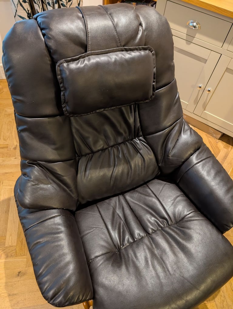 Black Reclining Armchair & Footstool