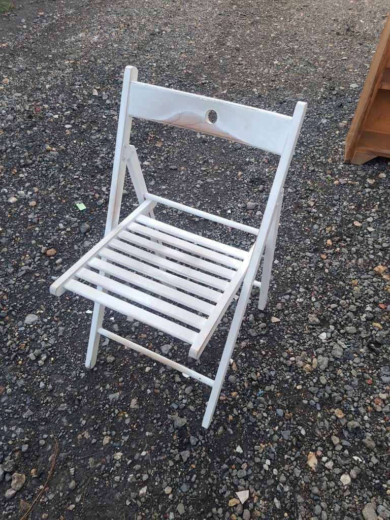 image for small white wood fold up kids chair