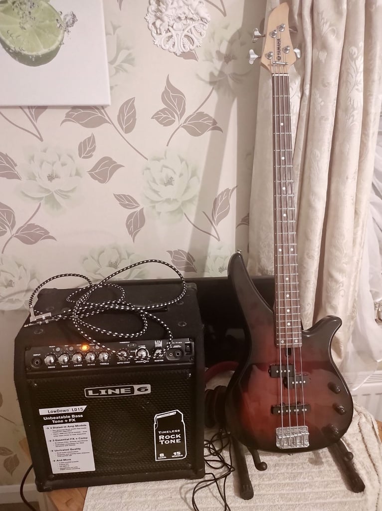 image for Yamaha RBX170 4 String Bass. Line 6 LD 15watt Bass Amp. Both in Mint Condition . Lots of Extras