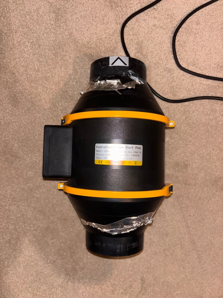 FanGoFast Inline Extractor Fan 100mm/4 inch with Adjustable Speed Controller and UK Plug