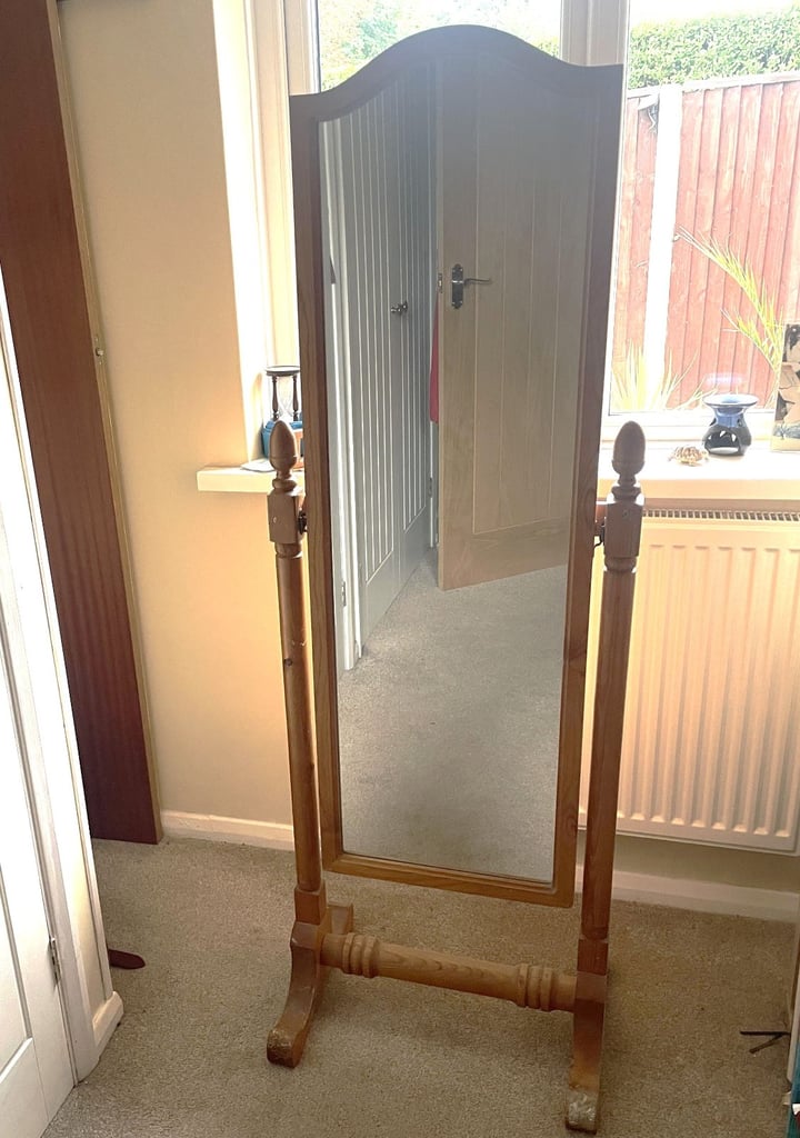 image for Free standing pine swivel mirror