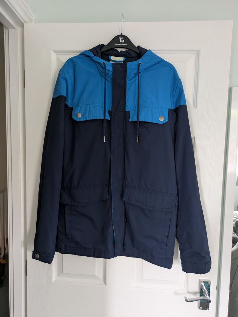 image for Mens size small boys 15-16 years Adidas two tone blue parka jacket s 